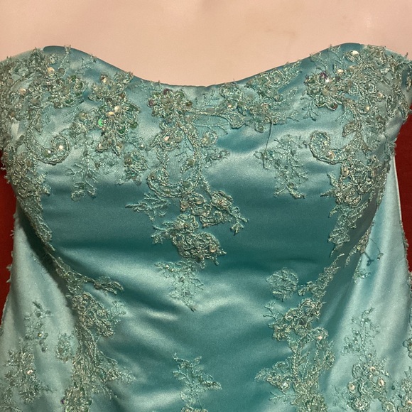 Prom Formal Gown Dress Aquamarine Blue Pinky & Me size 12P - Picture 3 of 9